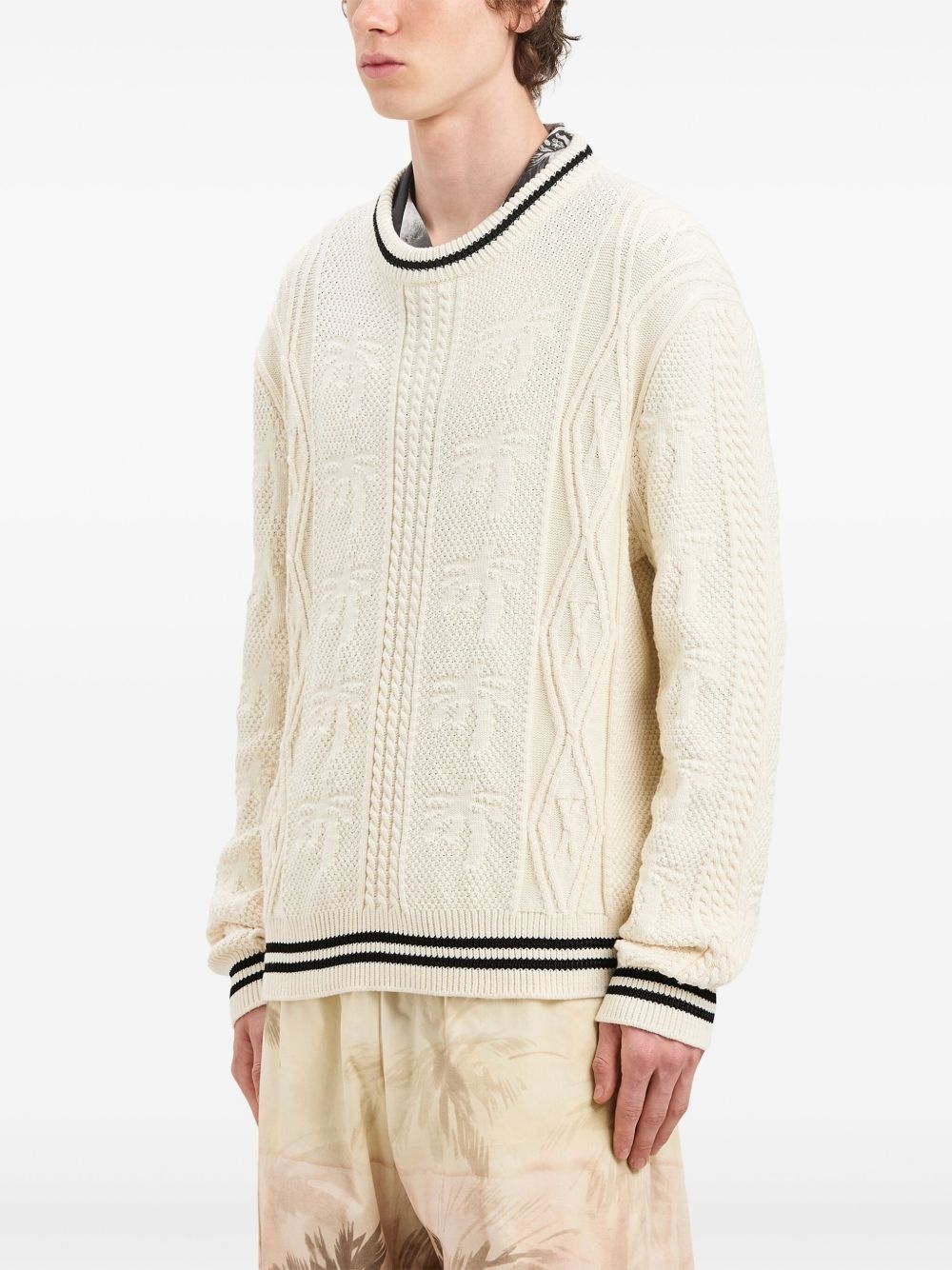curved-logo cable-knit sweater - 4