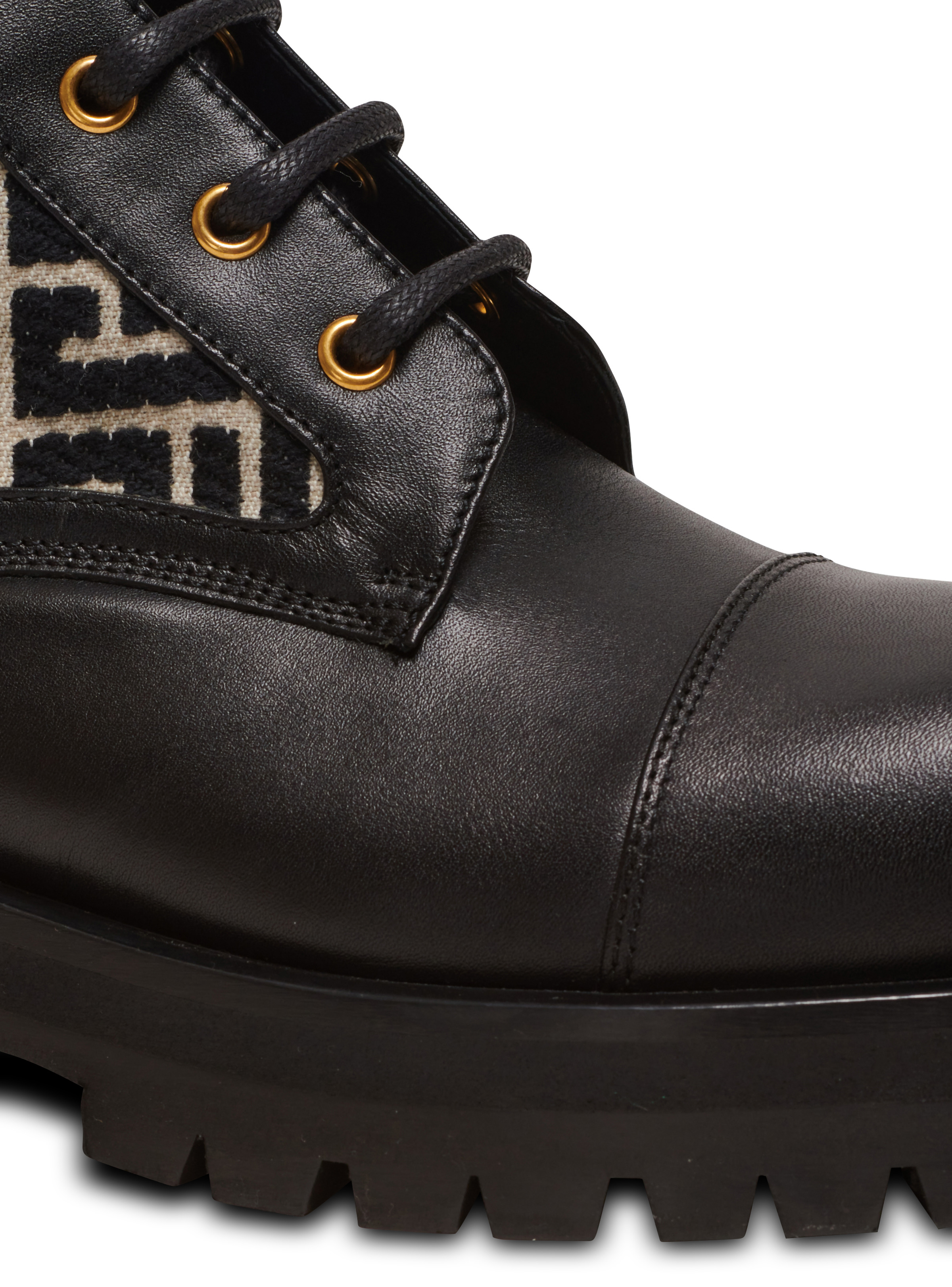 Charlie monogram jacquard and leather ranger boots - 6