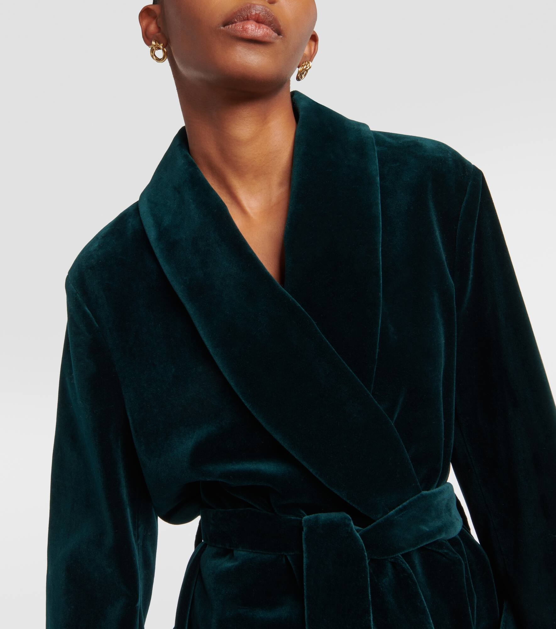 Cotton velvet wrap coat - 4