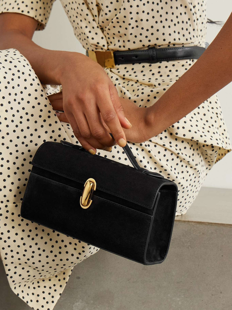 SAVETTE Symmetry Pochette suede tote Black outlook
