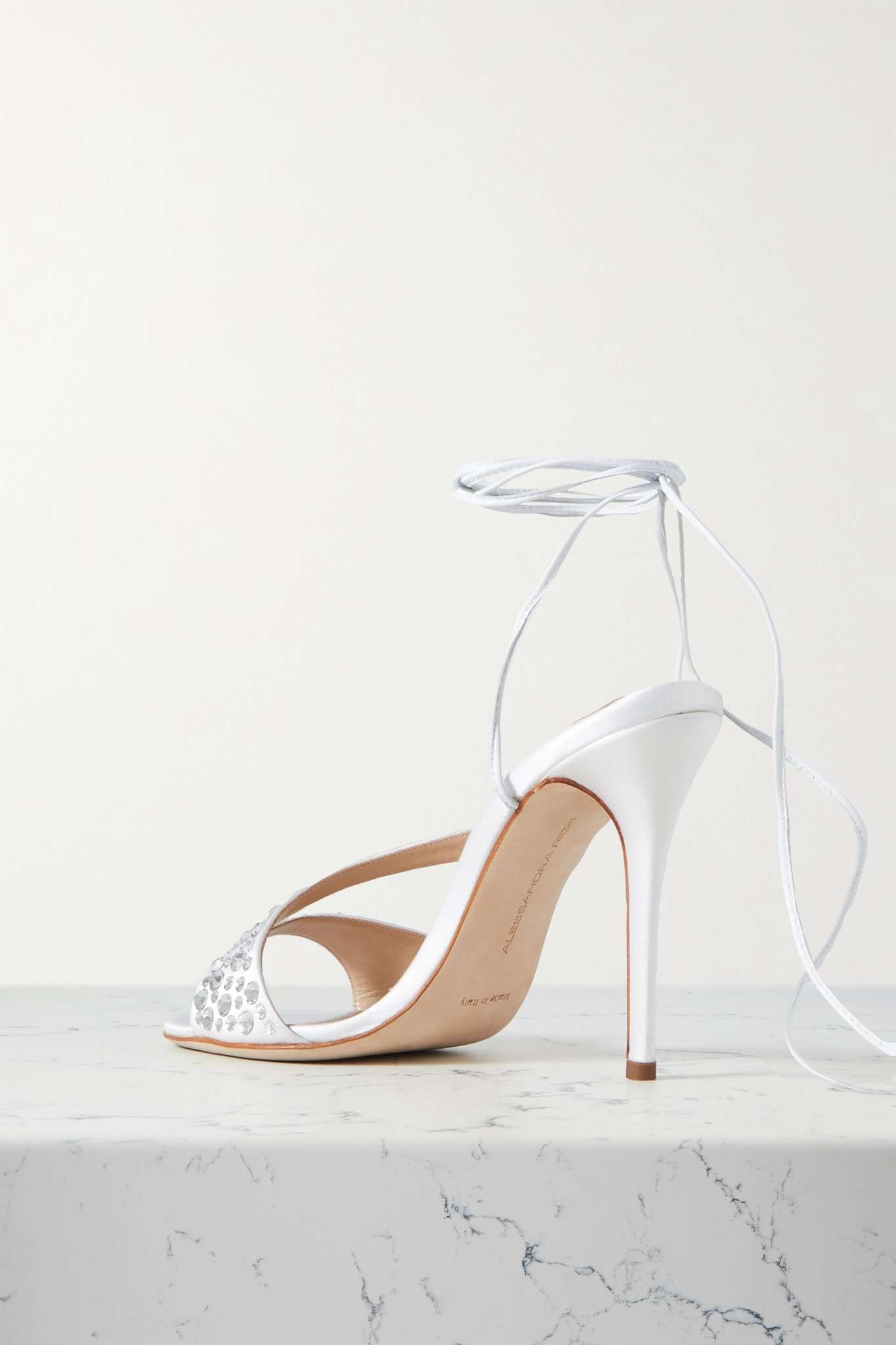 Crystal-embellished satin sandals - 3