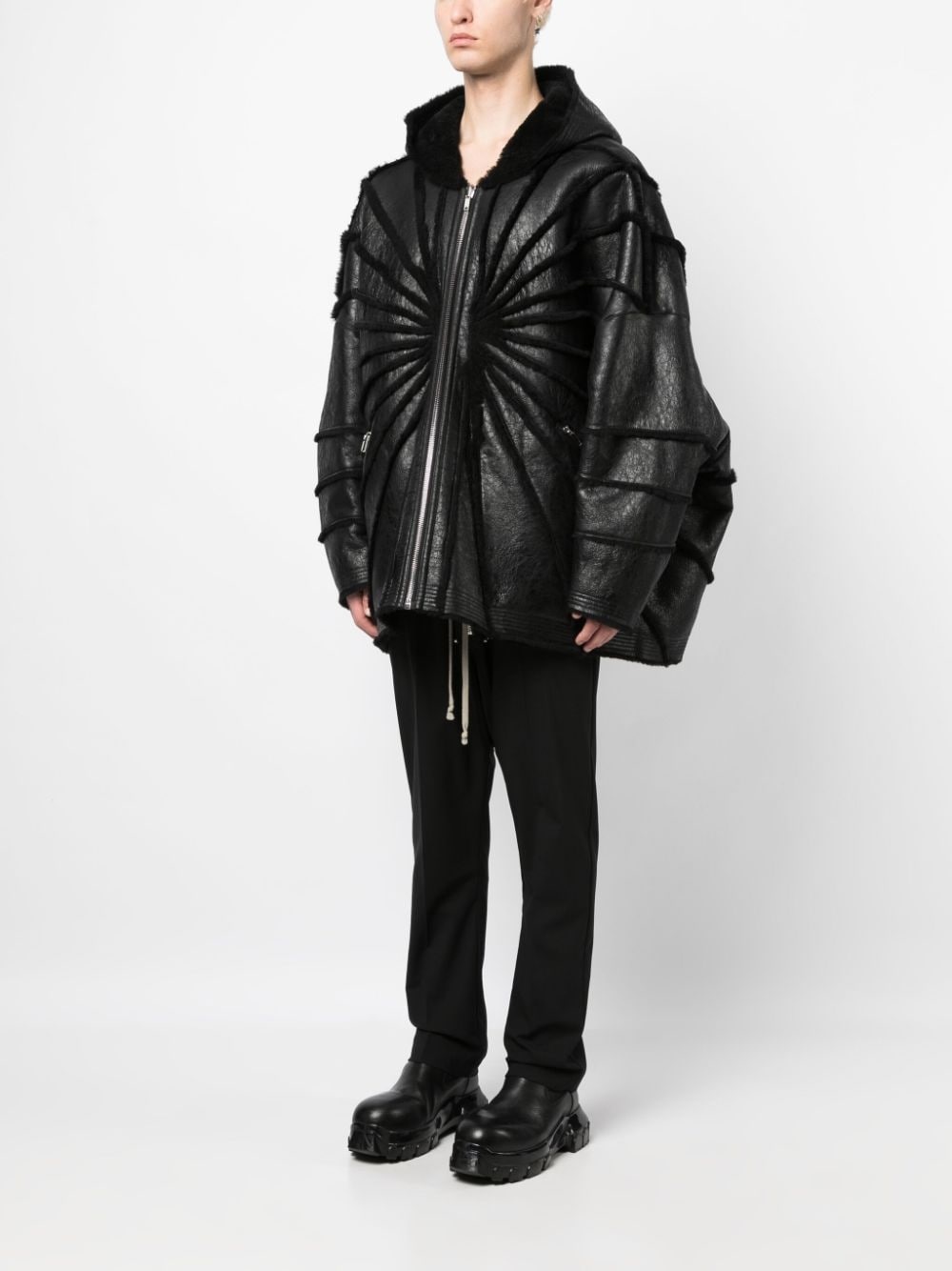 Jumbo shearling-trim hooded jacket - 3