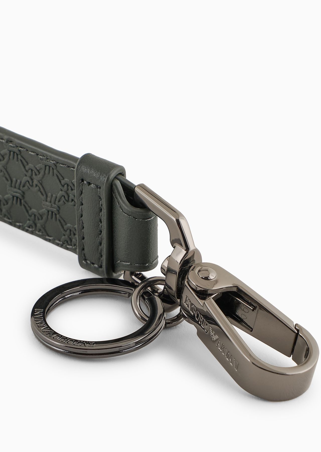 Leather keyring with all-over embossed pattern - 2