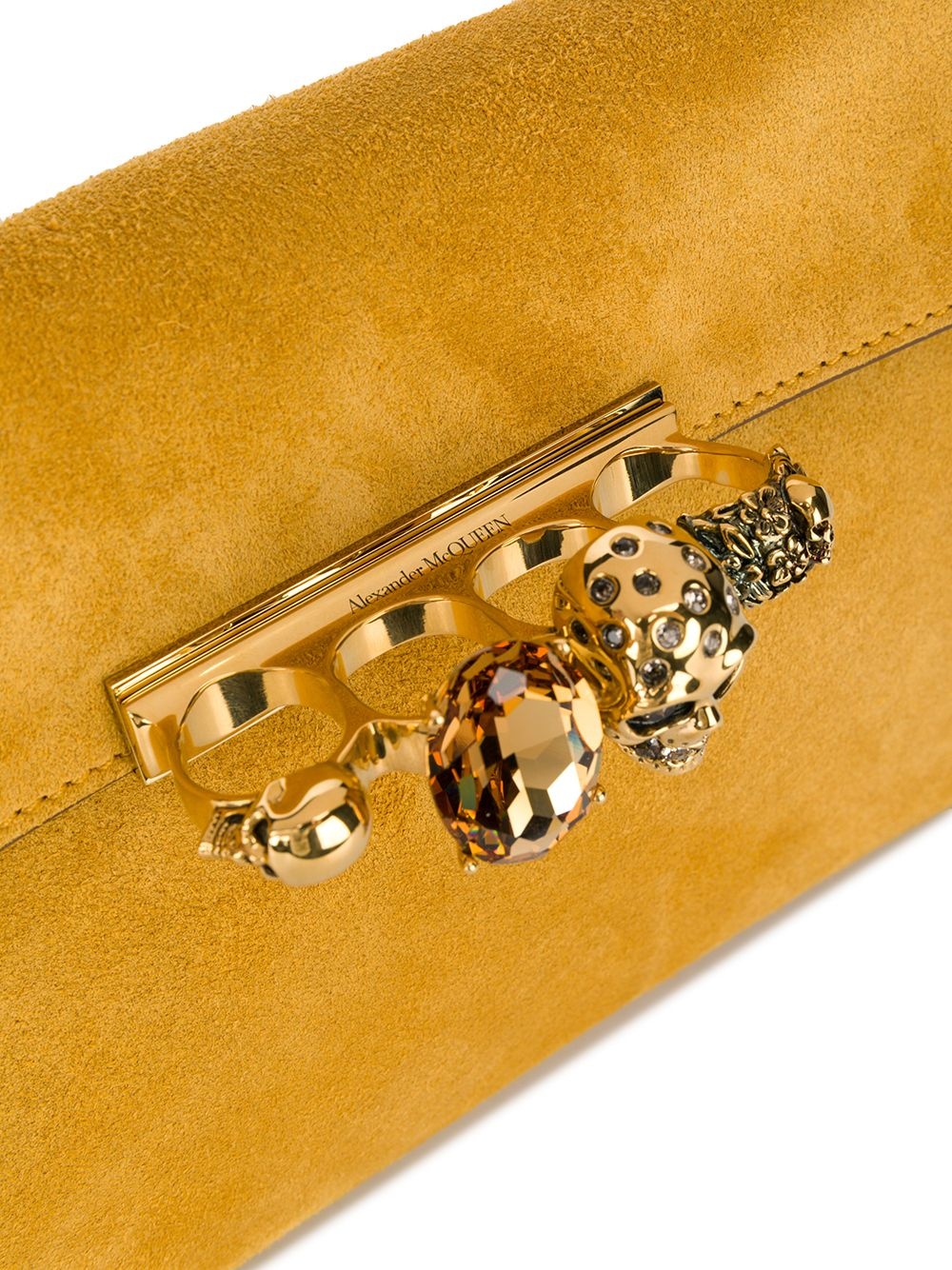 four-ring suede clutch bag - 4