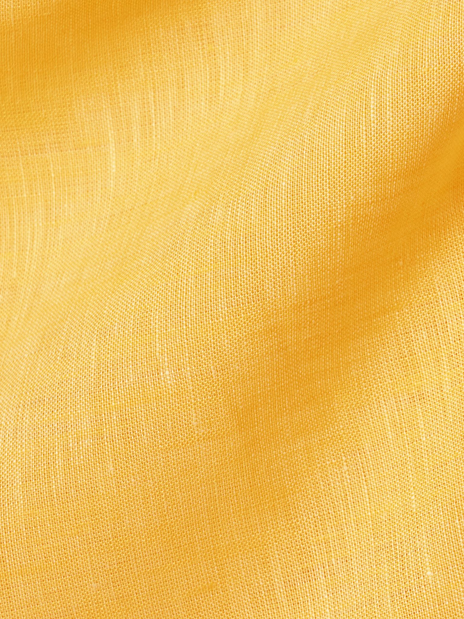 Athena wrap-effect fringed linen midi dress Yellow - 4