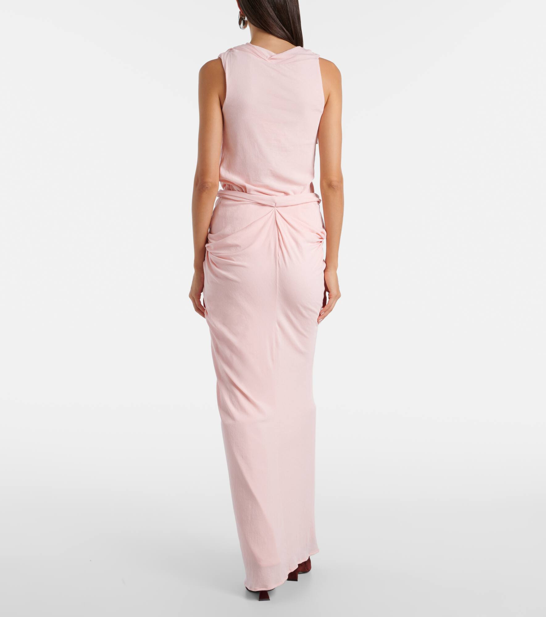 Gathered cotton-blend jersey maxi skirt - 3
