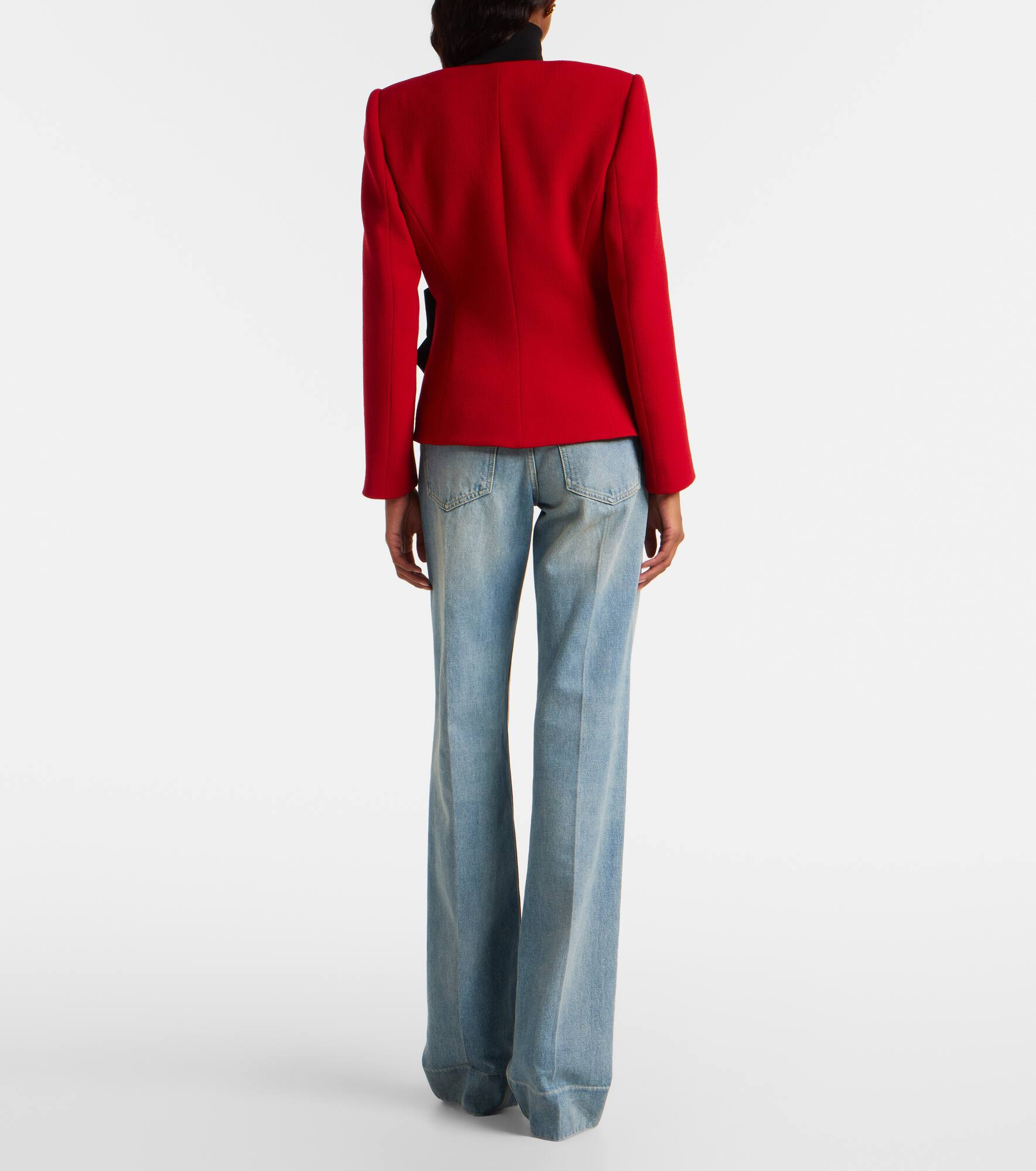 Bow-detail virgin wool jacket - 3