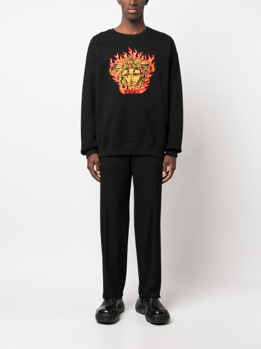 Medusa-embroidered cotton sweatshirt - 2