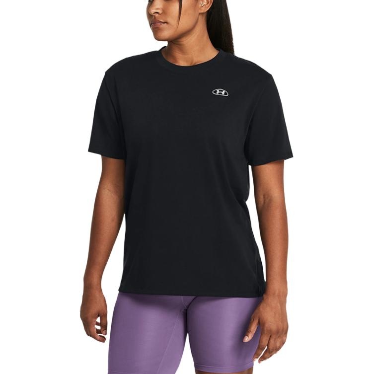 (WMNS) Under Armour Heavyweight Embroidered Patch T-shirt 'Black' 1383045-001 - 3