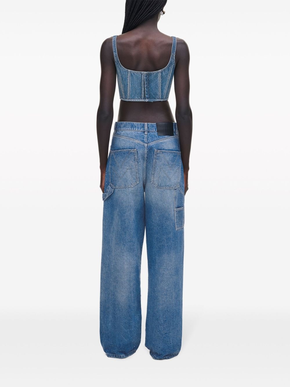 crystal-embellished denim corset - 4