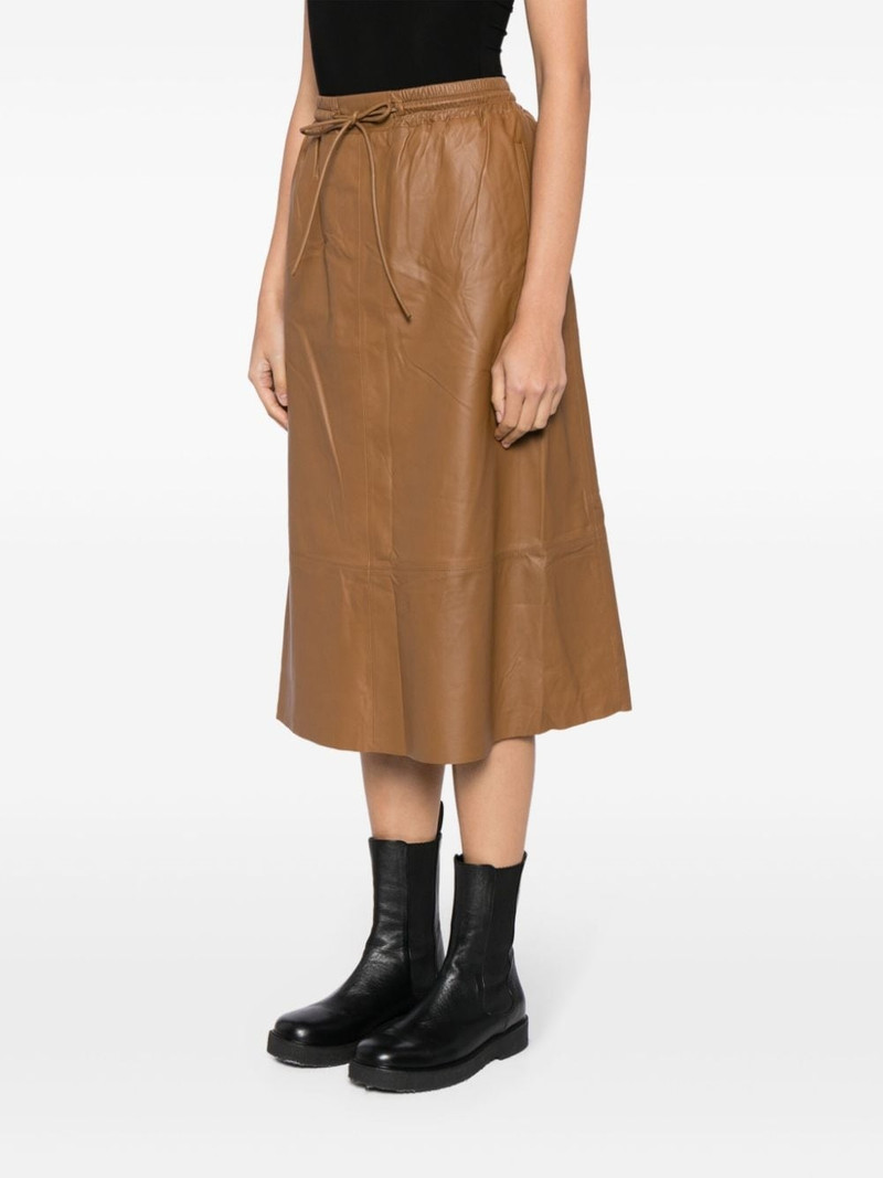 elasticated-waistband leather skirt 3