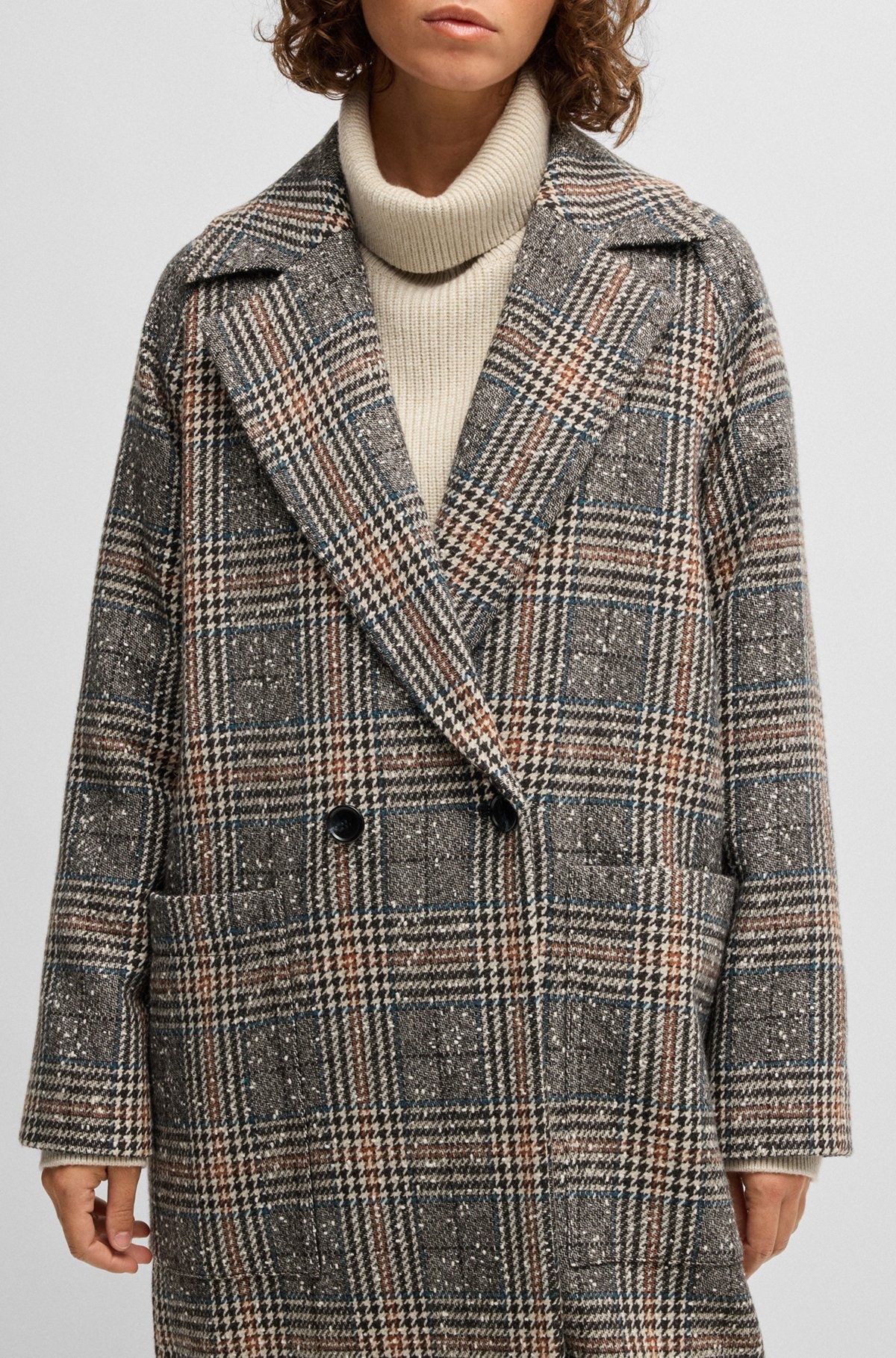 LOOSE-FIT DOUBLE-BREASTED COAT IN GLEN-CHECK TWEED - 6