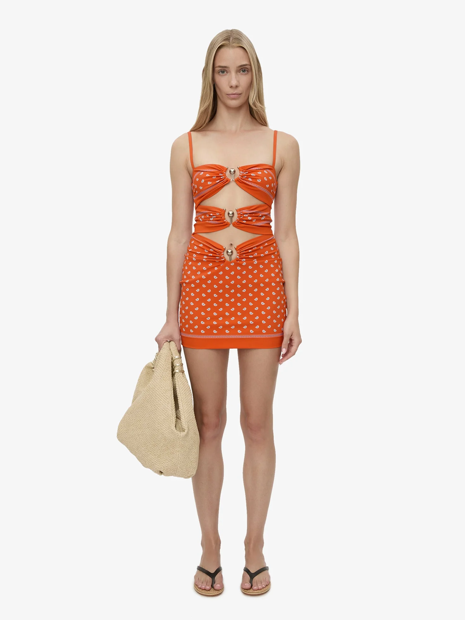 Bandana Ruched Orbit Mini Dress - 1