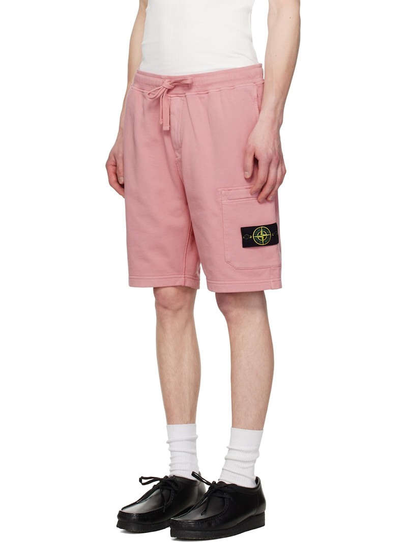 Stone Island Pink 6200011 Organic Cotton Fleece Shorts outlook