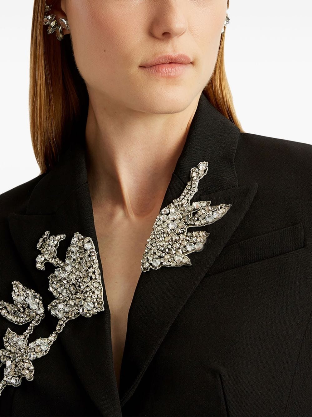 crystal-embellished tailored blazer - 5