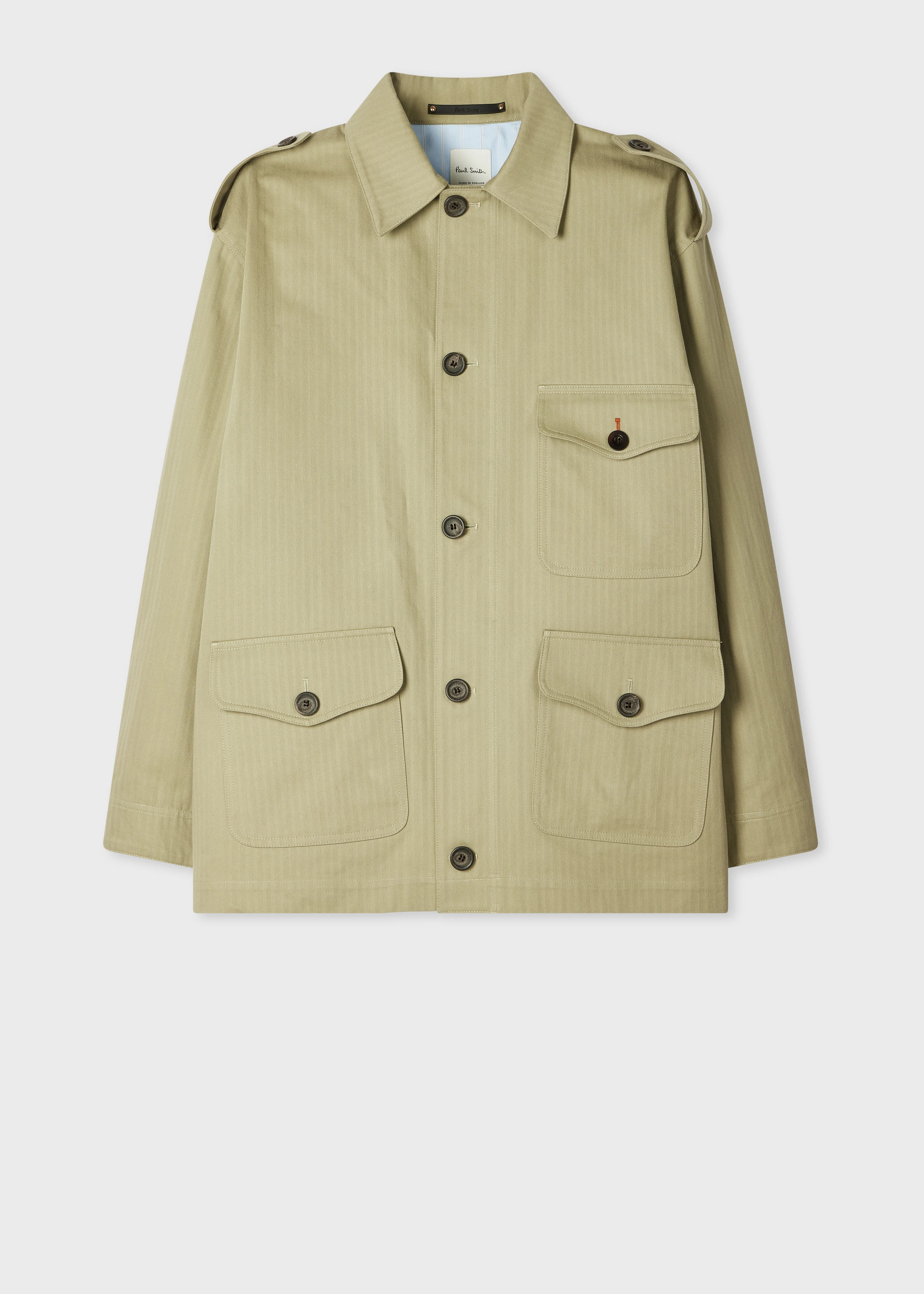 Stone Cotton Herringbone Field Jacket - 1