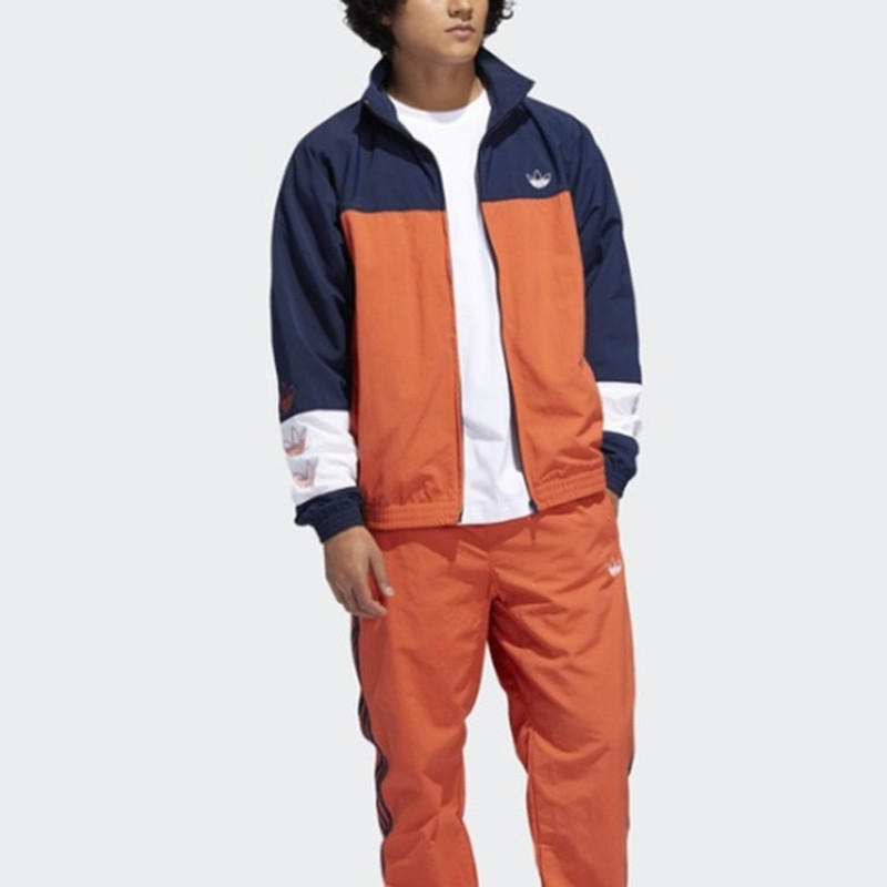 adidas adidas originals Casual Cozy Stand Collar Jacket Blue Colorblock DV3117 outlook