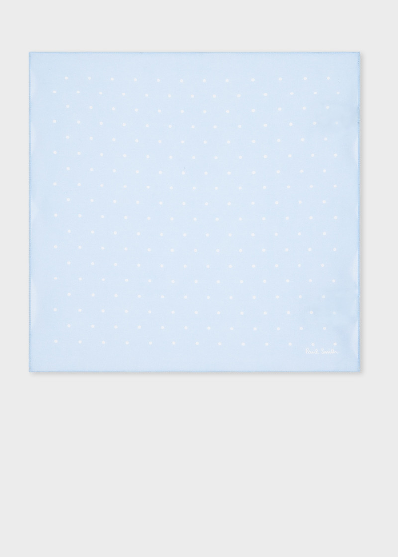 Light Blue Polka Dot Cotton Pocket Square 1