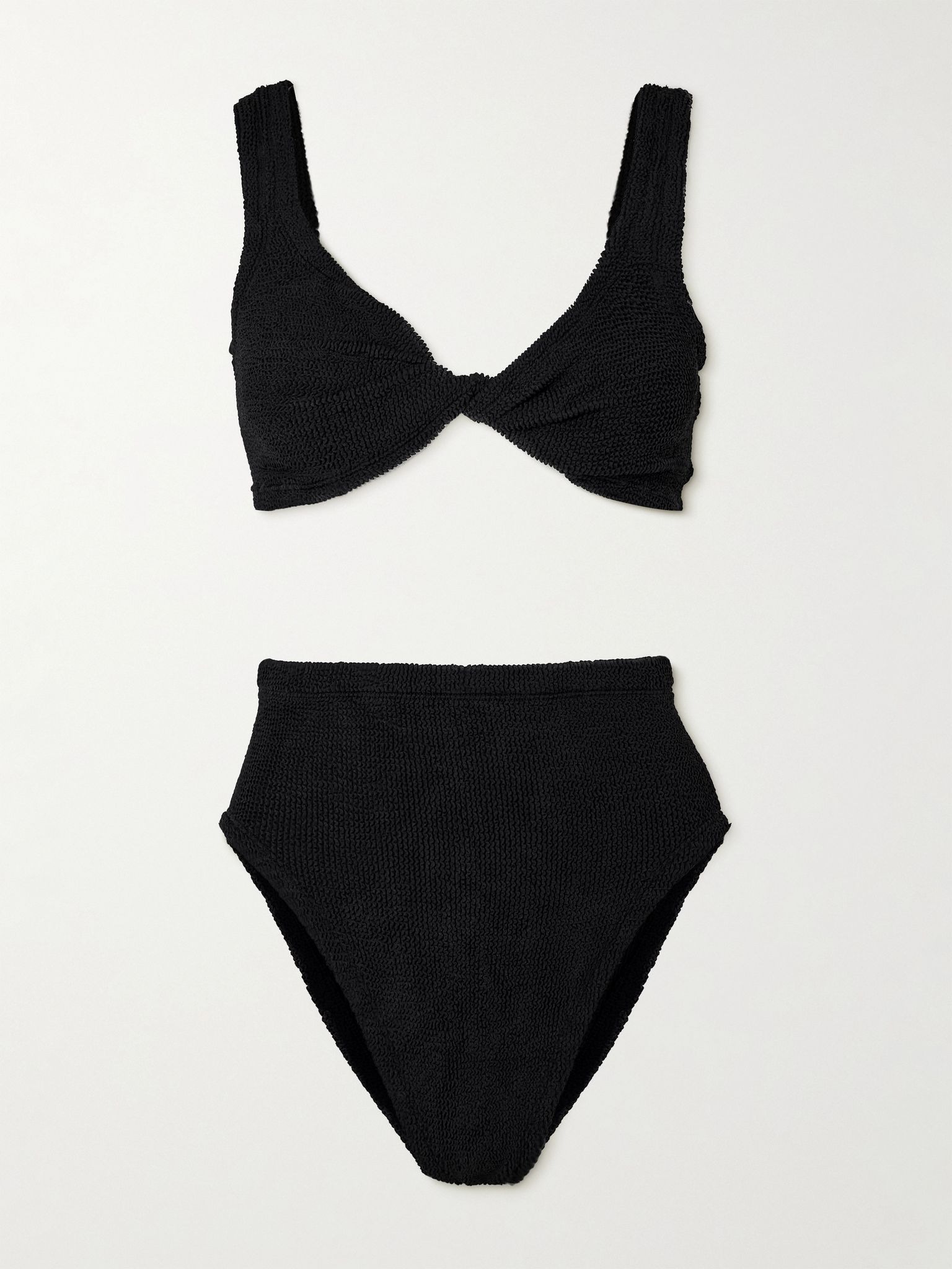 Jamie twist-front seersucker bikini Black - 1