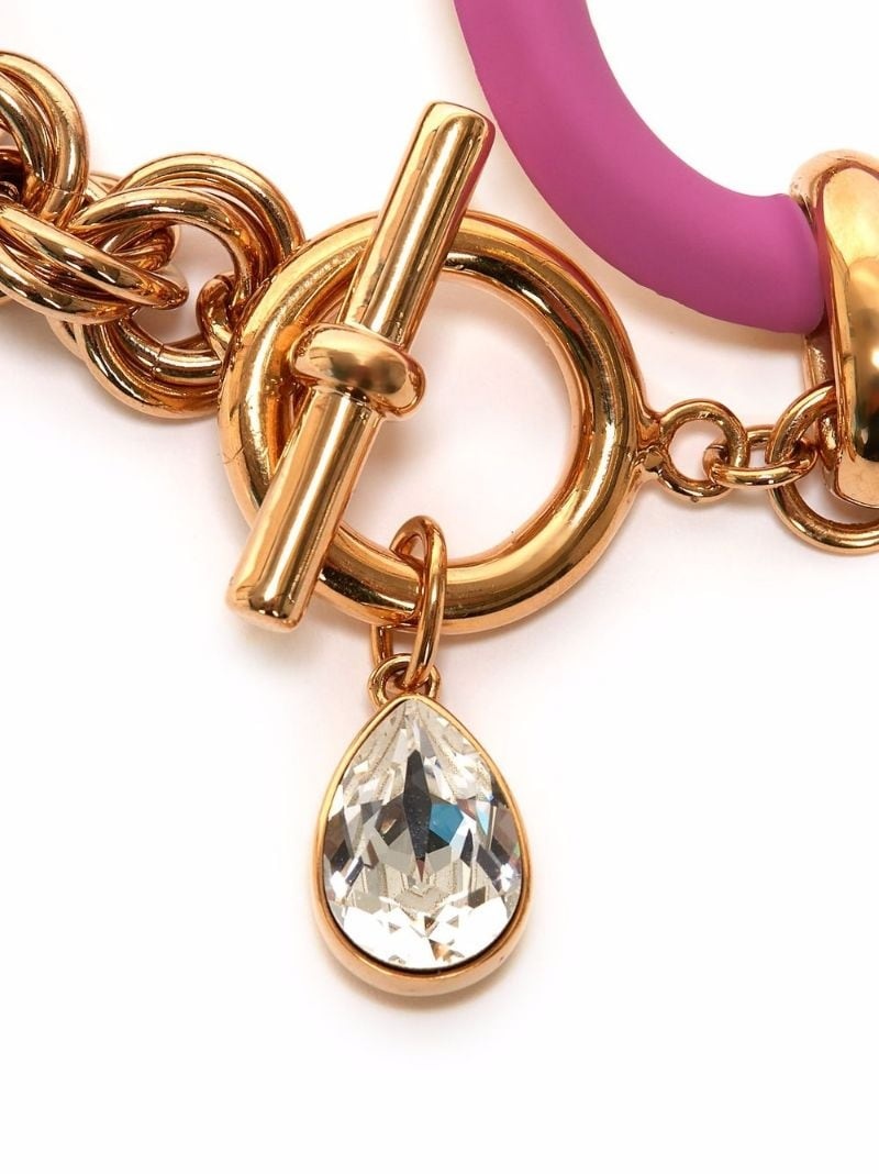 crystal-pendant chunky chain-link bracelet - 2