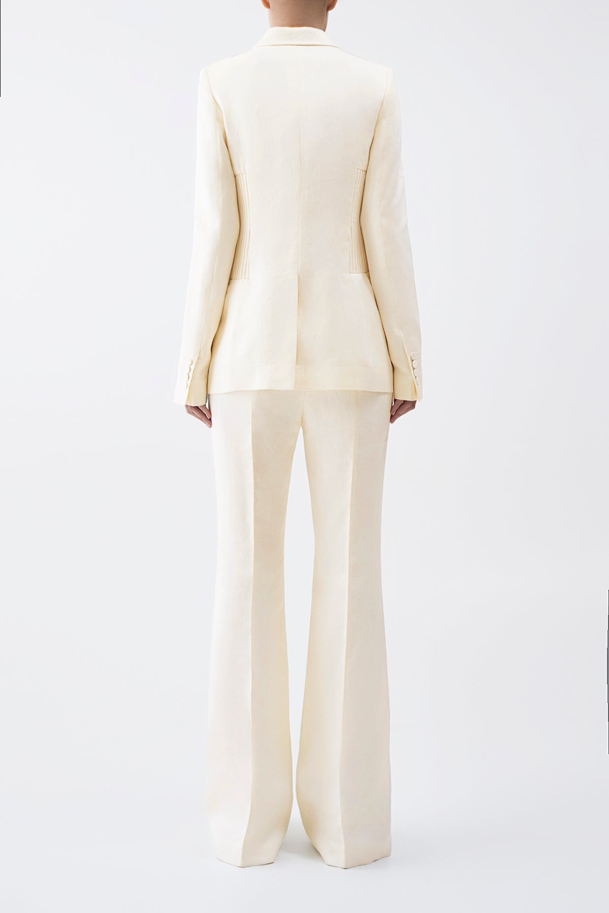 Brett Blazer in Ivory Textured Linen - 4