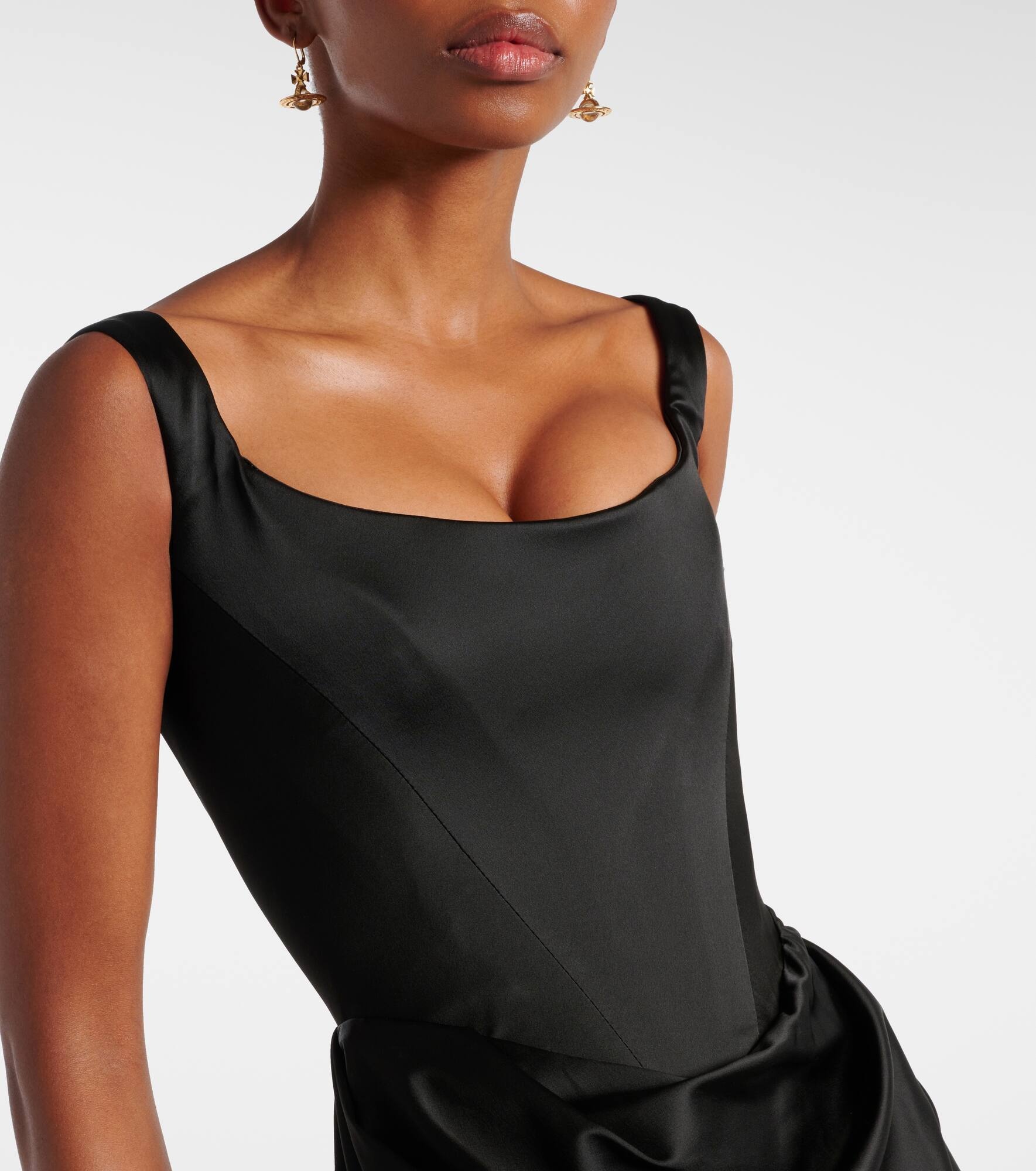 Camille draped crêpe satin bustier gown - 4