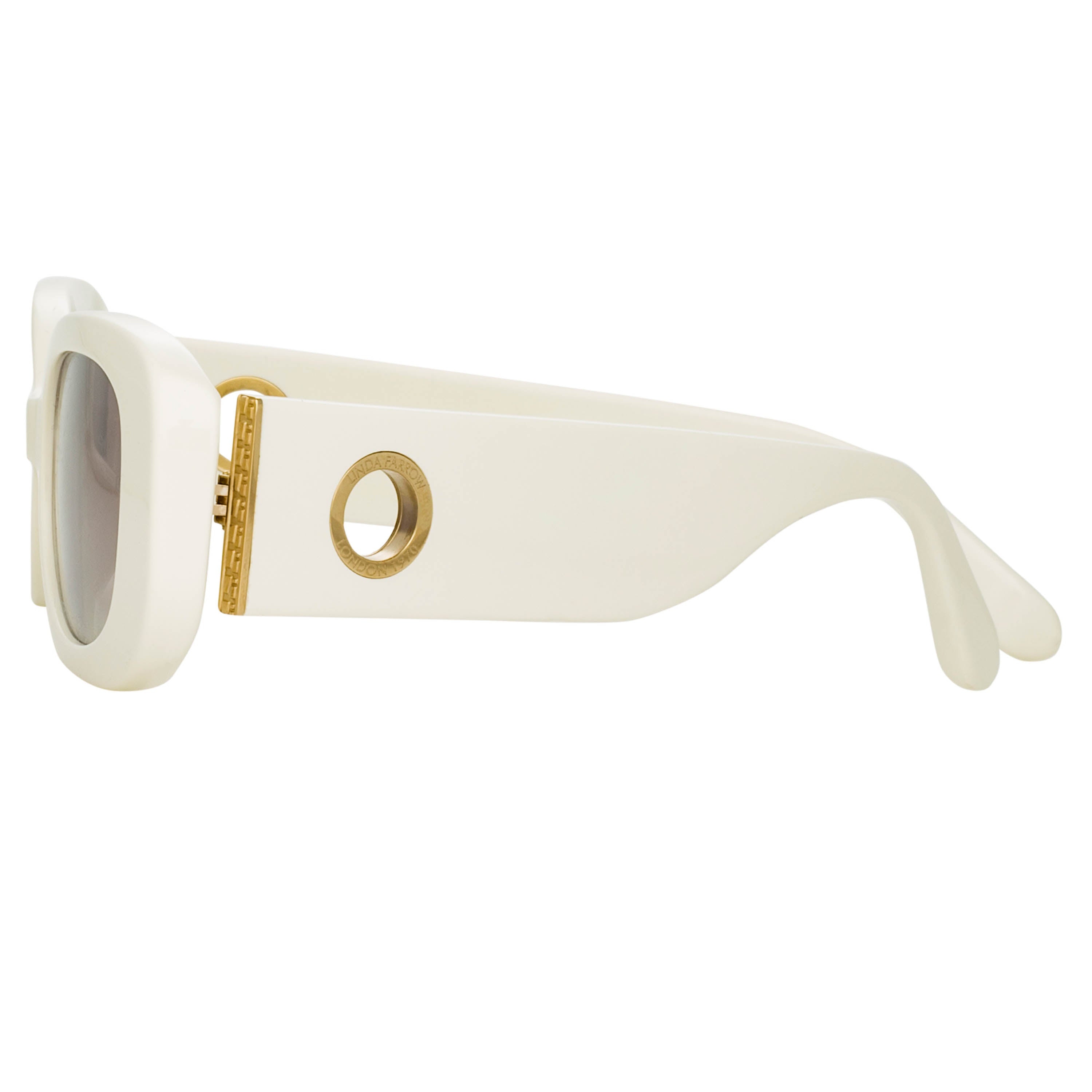 LOLA RECTANGULAR SUNGLASSES IN WHITE - 4