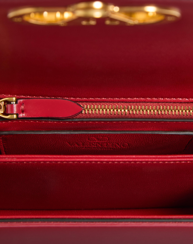 Valentino SMALL VALENTINO GARAVANI VAIN SHOULDER BAG IN SHINY CALFSKIN outlook