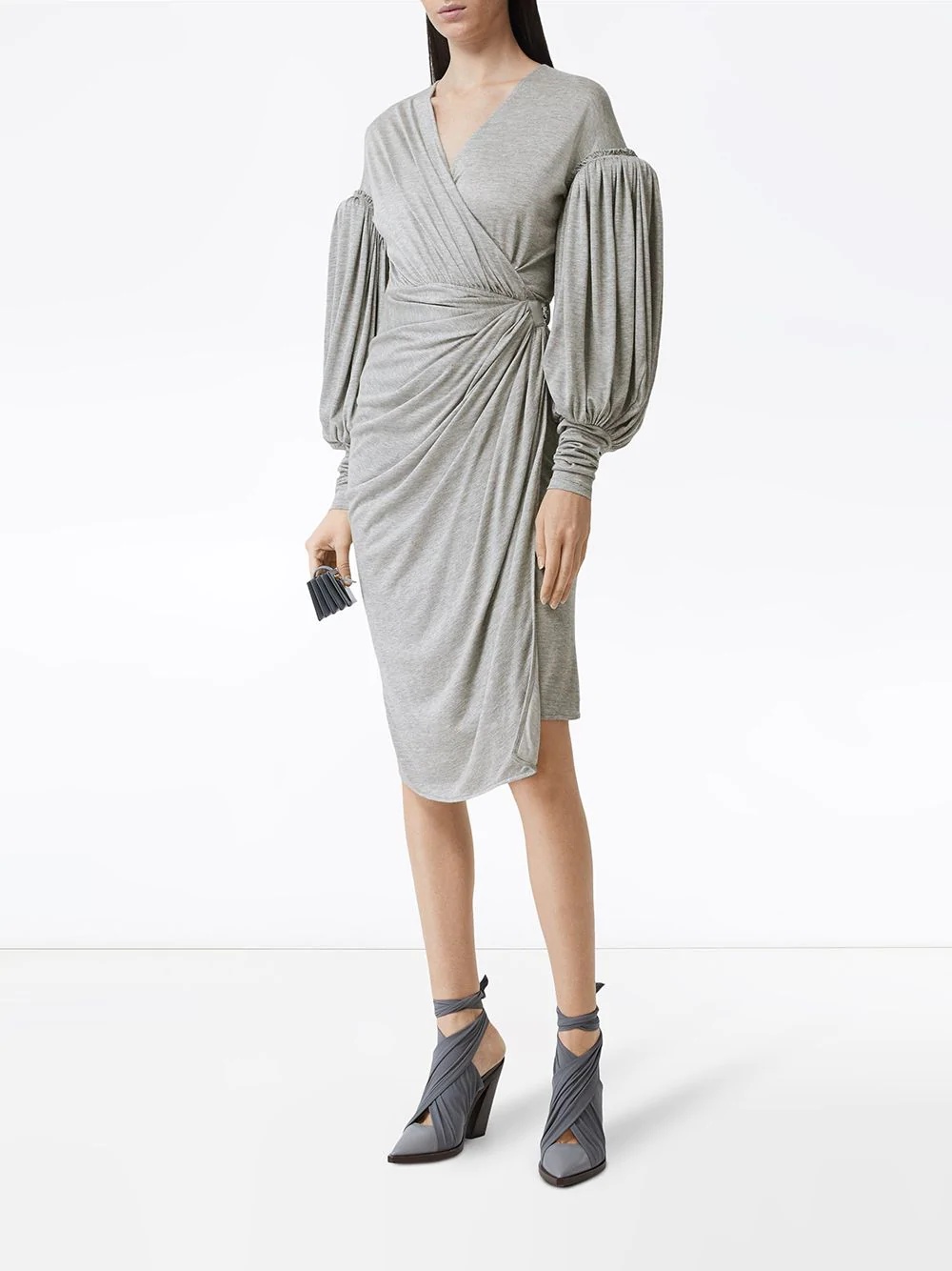 puff sleeve wrap dress - 2