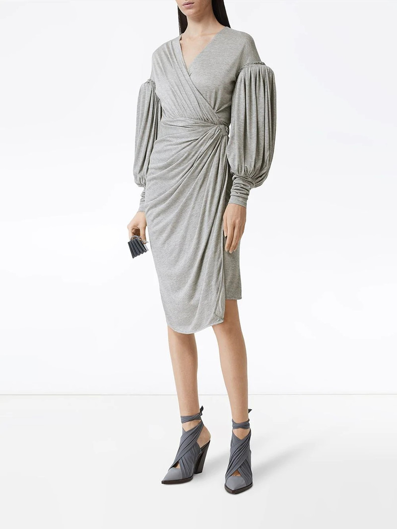Burberry puff sleeve wrap dress outlook