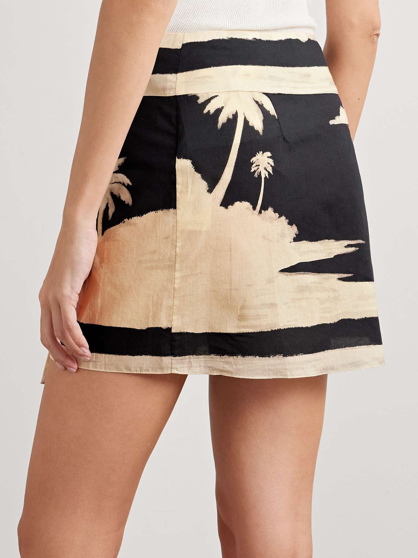 Velereando printed organic cotton-voile mini wrap skirt Black - 3