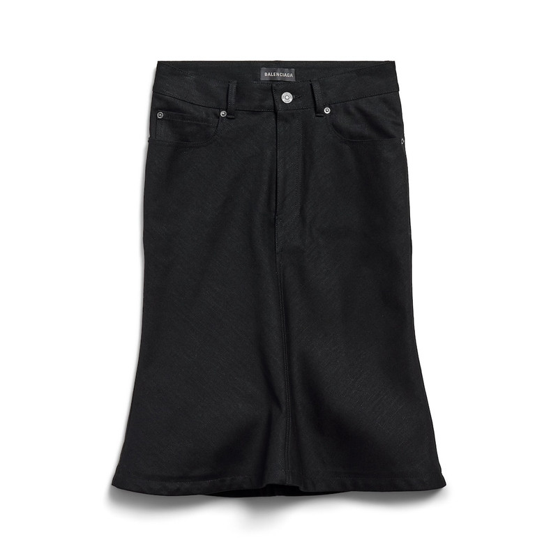 Women's Godet Midi Skirt in Black - 1