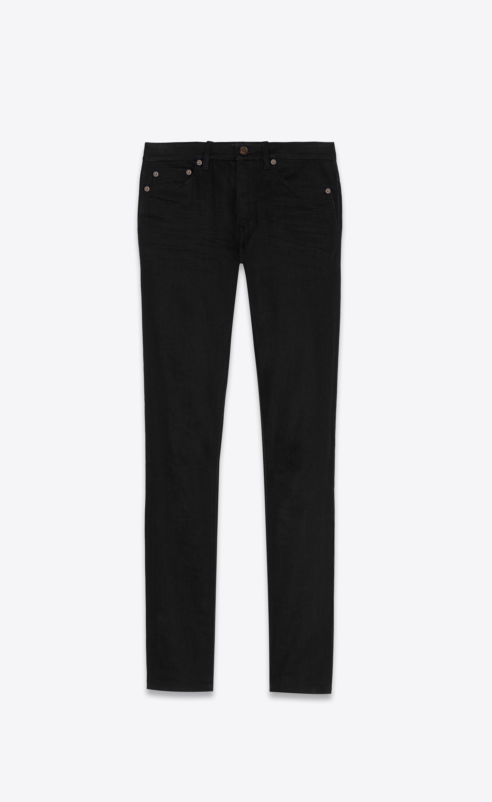 skinny-fit jeans in used black denim - 1