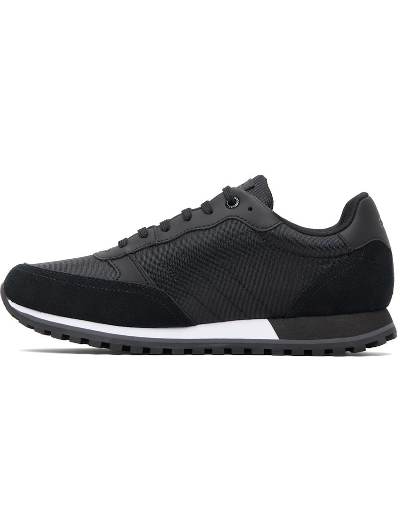 Black Runner-Inspired Faux-Leather Trim Sneakers 3