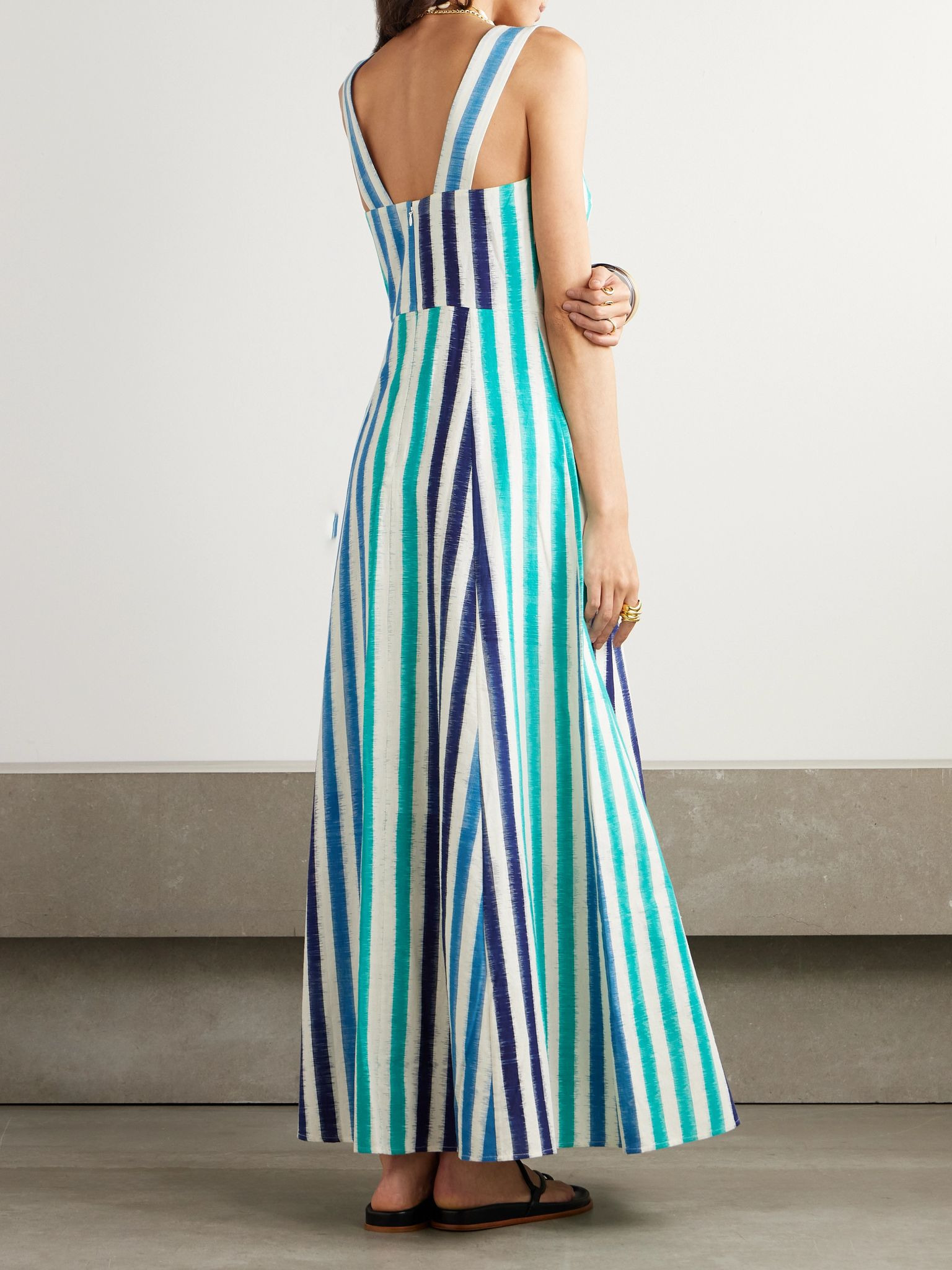 Nellie striped cotton maxi dress Blue - 3