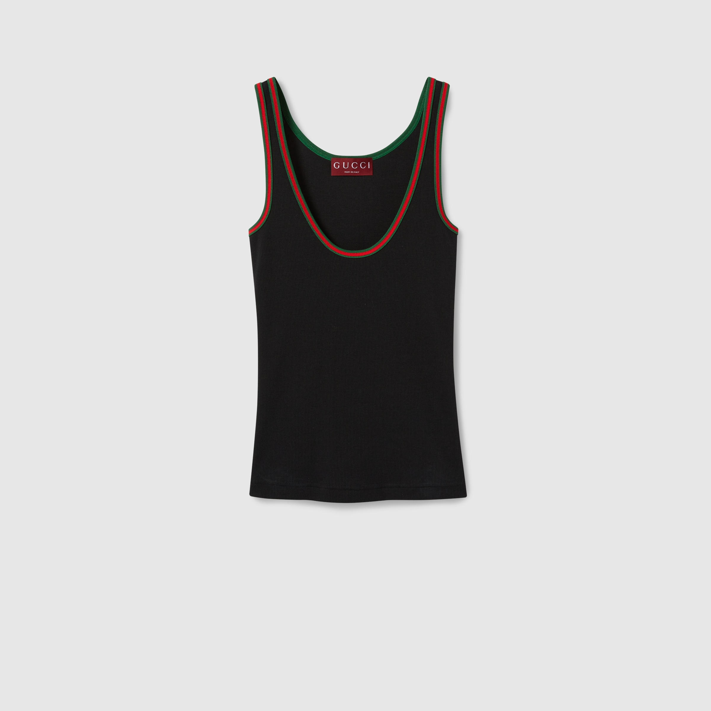 Cotton rib tank top with Web - 1