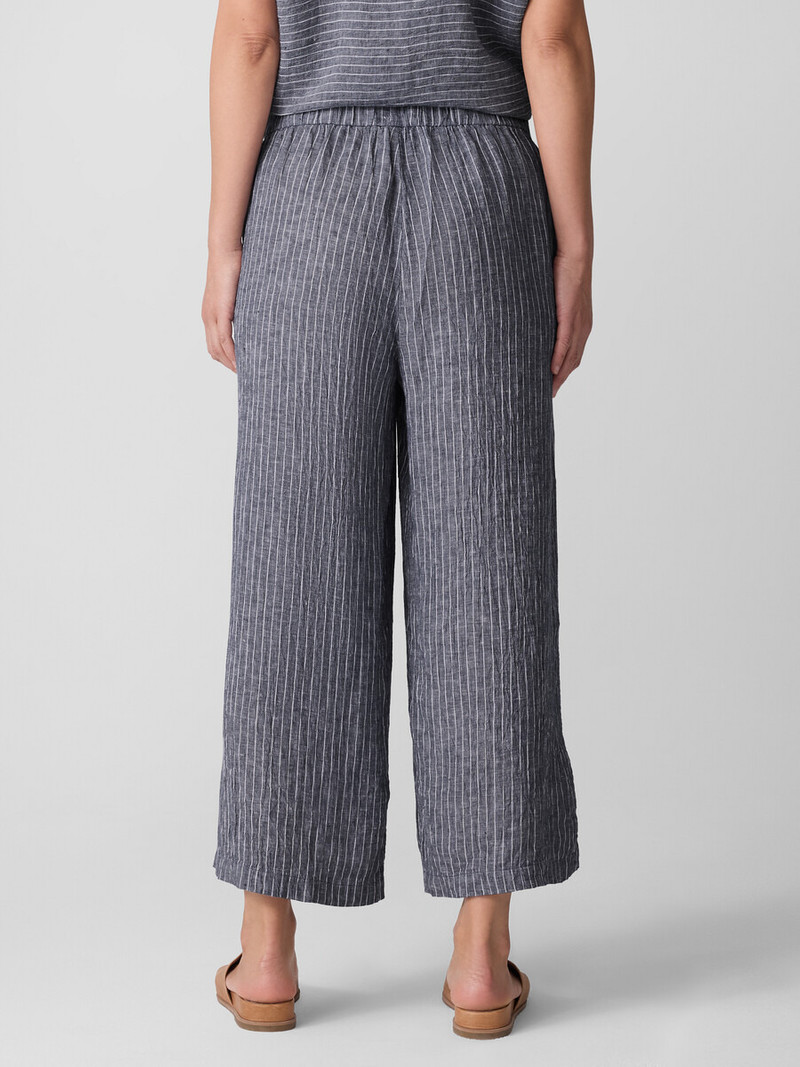 Puckered Organic Linen Wide-Leg Pant 4