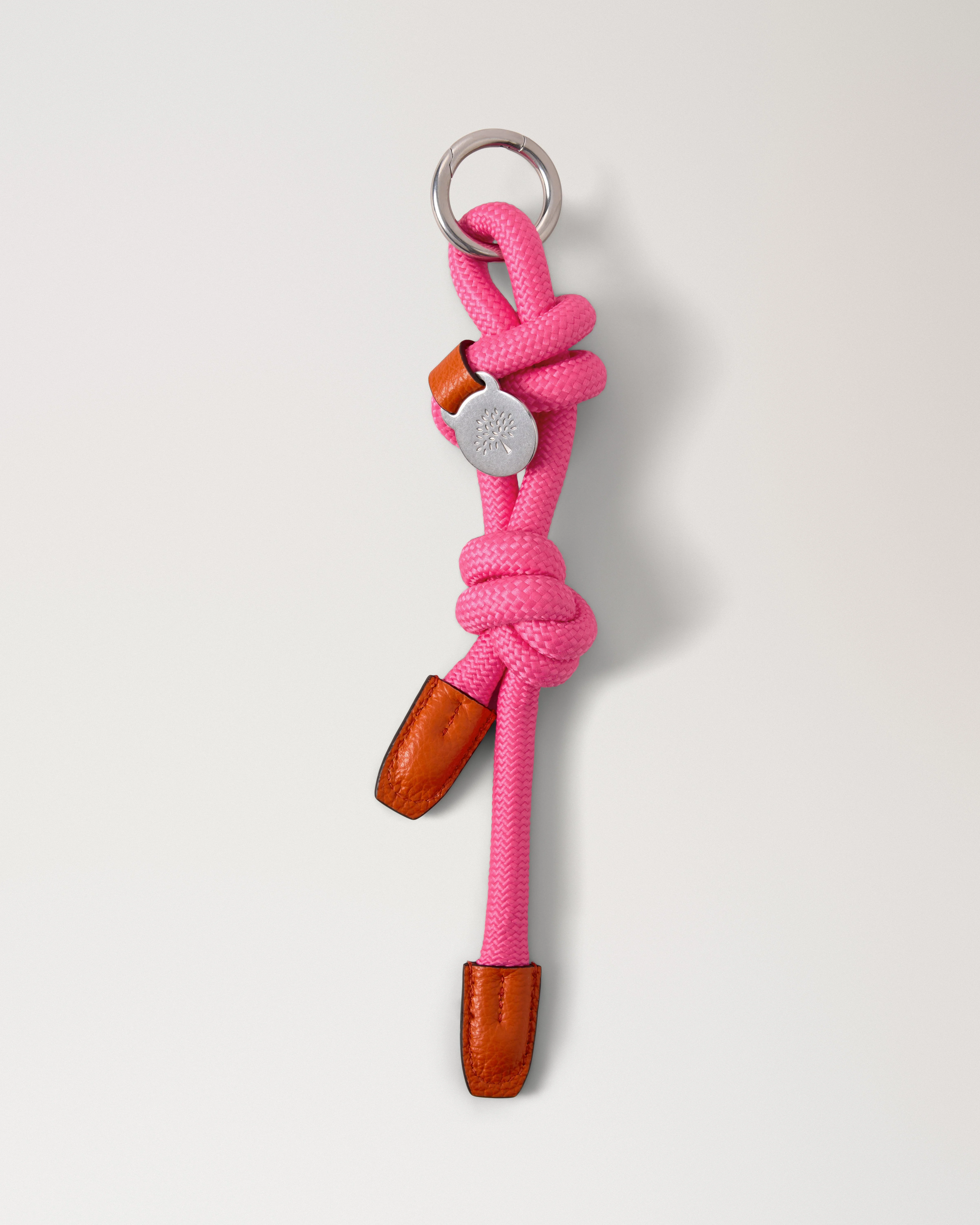 Rope Keyring Dark Pink & Coral Orange Mixed Material - 1