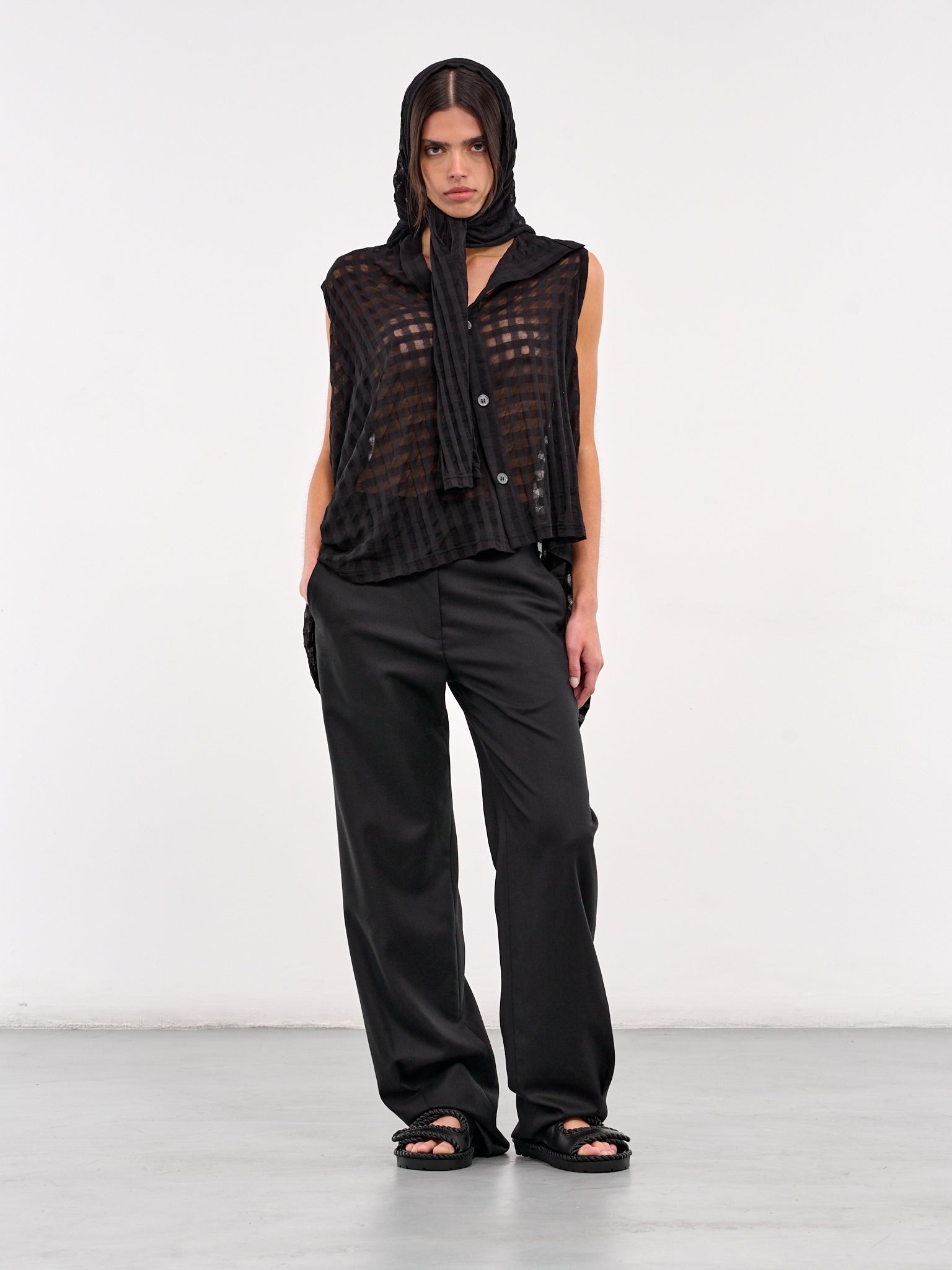 Sheer Plaid Jacquard Layered Cardigan - 6
