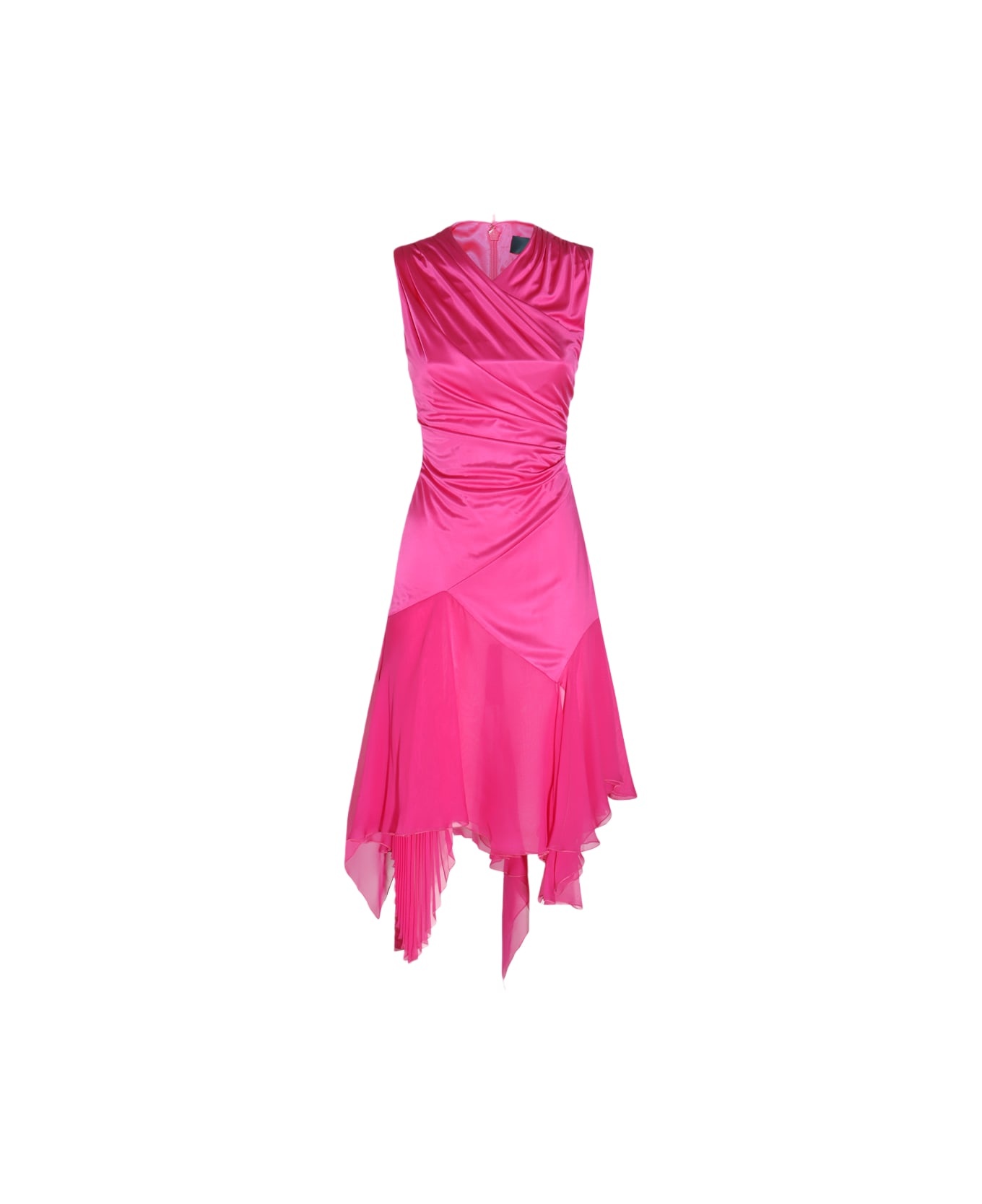 Glossy Pink Viscose Dress - 1