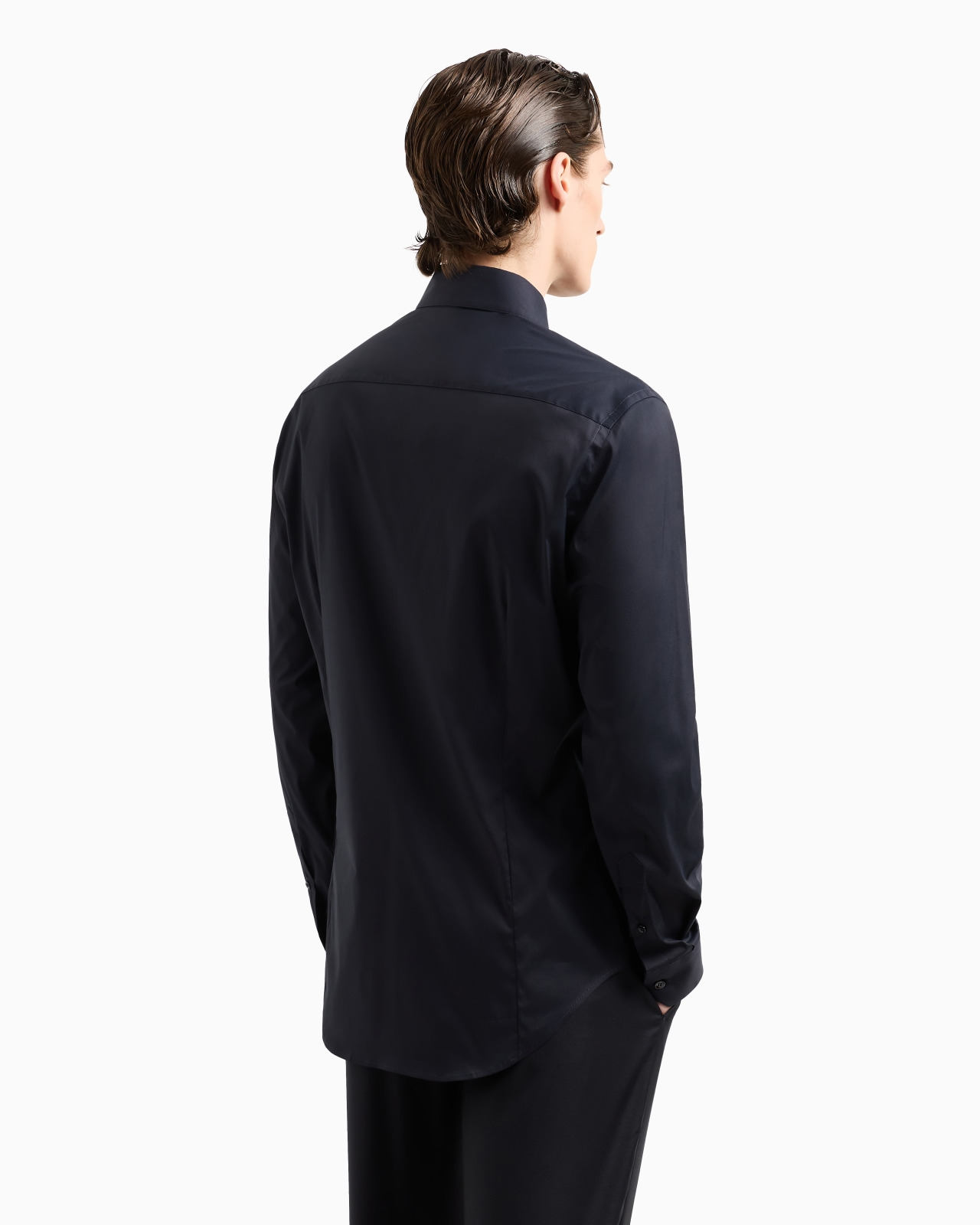 Stretch fabric shirt with collar stays - 3