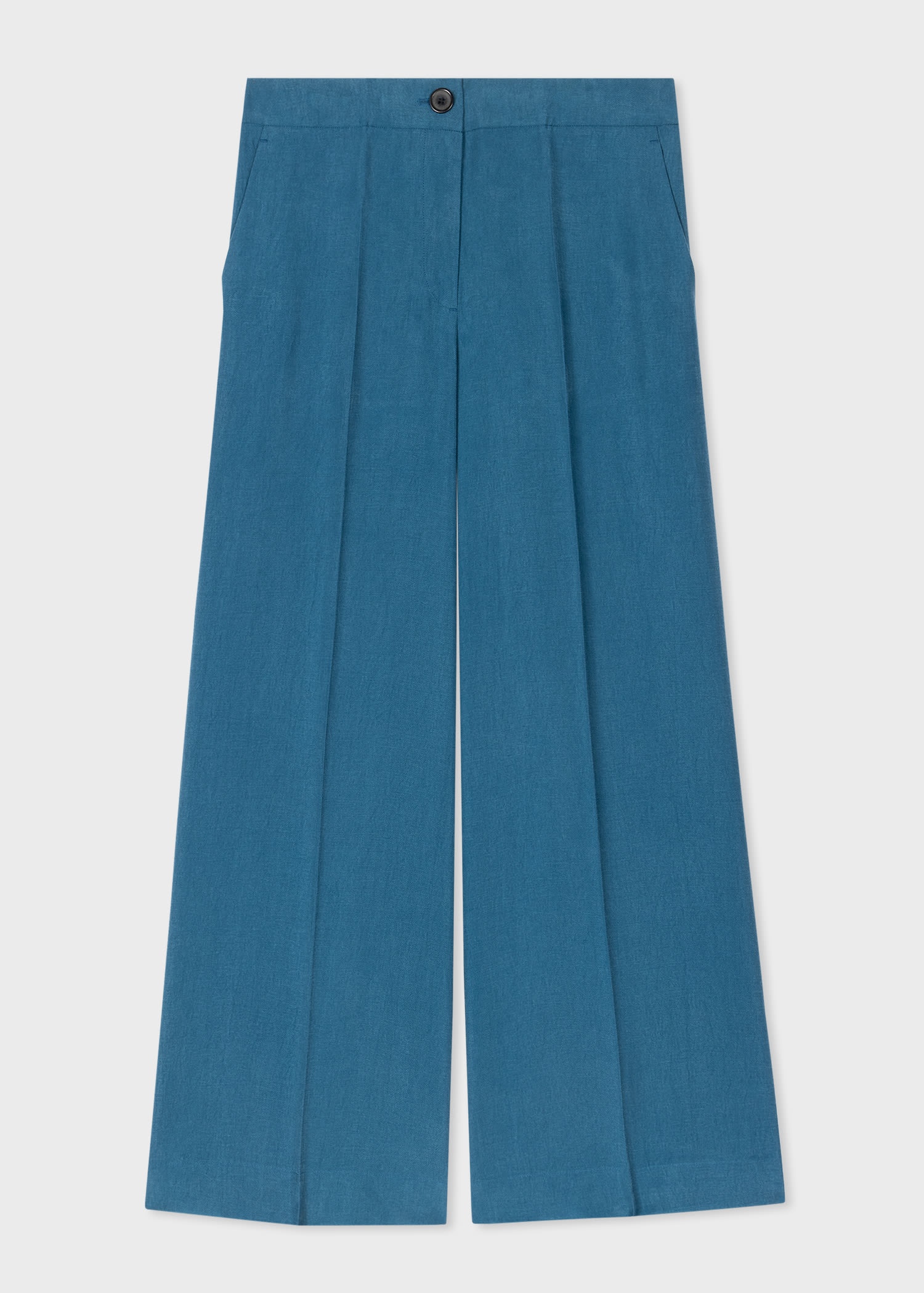 Teal Wide Leg Cropped Trousers - 1