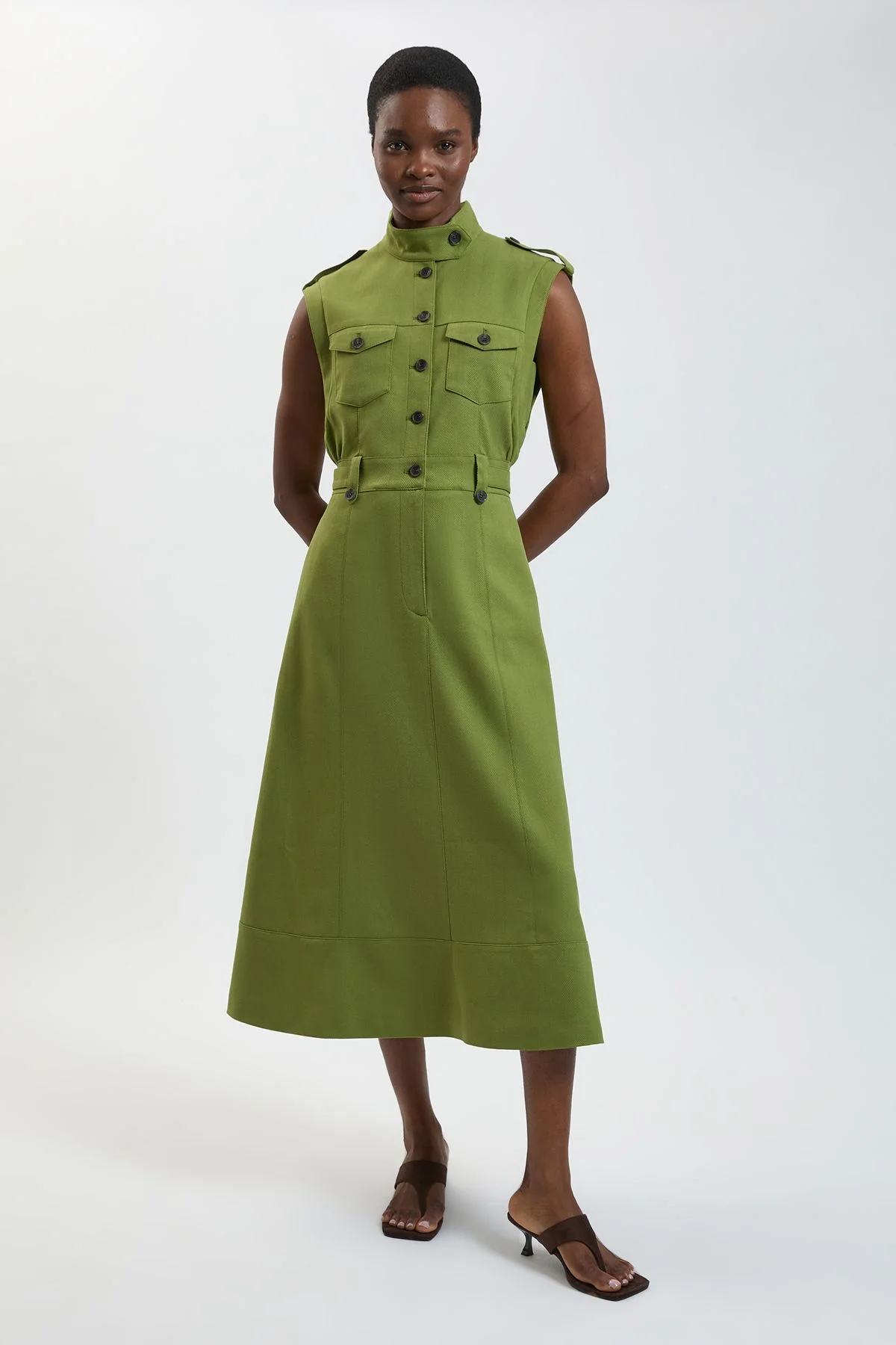 Petite Herringbone Texture Utility Dress - 1