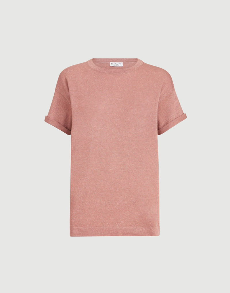 Sparkling cashmere and silk lightweight knit T-shirt 1
