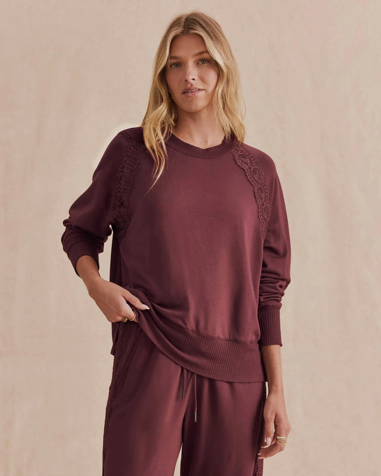 Supersoft Lace Trim Crewneck - 1