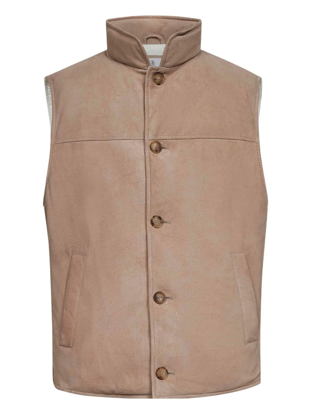 horn-button stand-collar gilet - 1