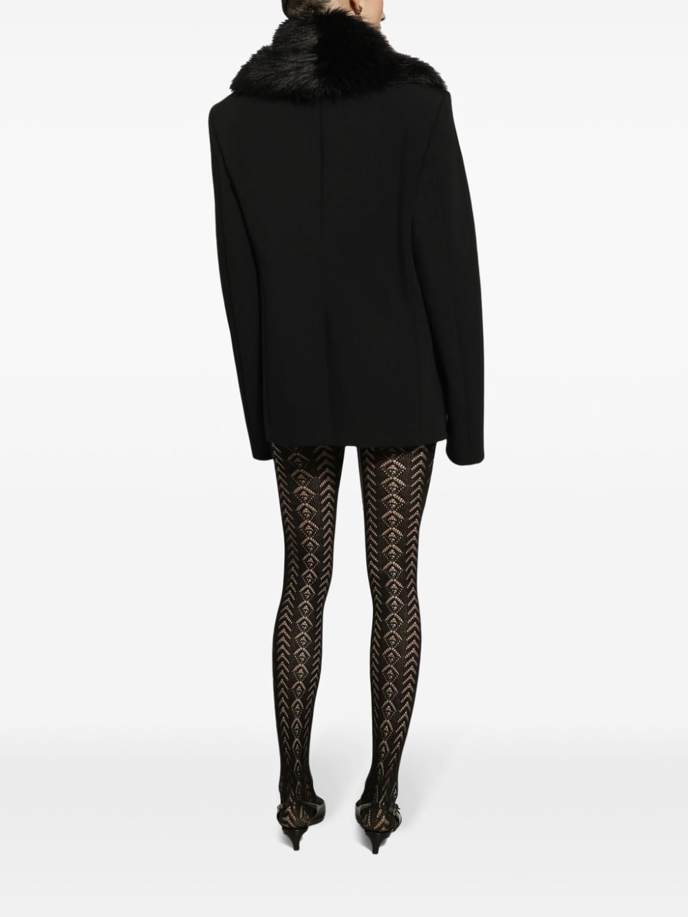 faux-fur collar blazer - 4