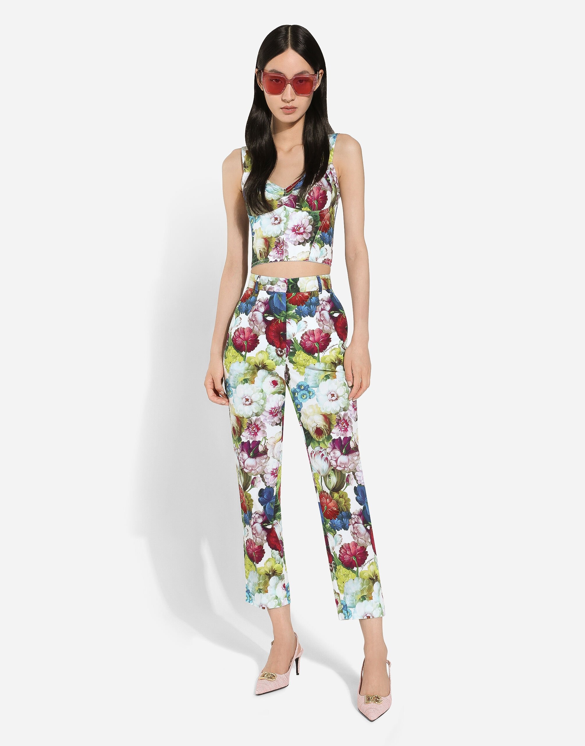 Cotton pants with nocturnal flower print - 2