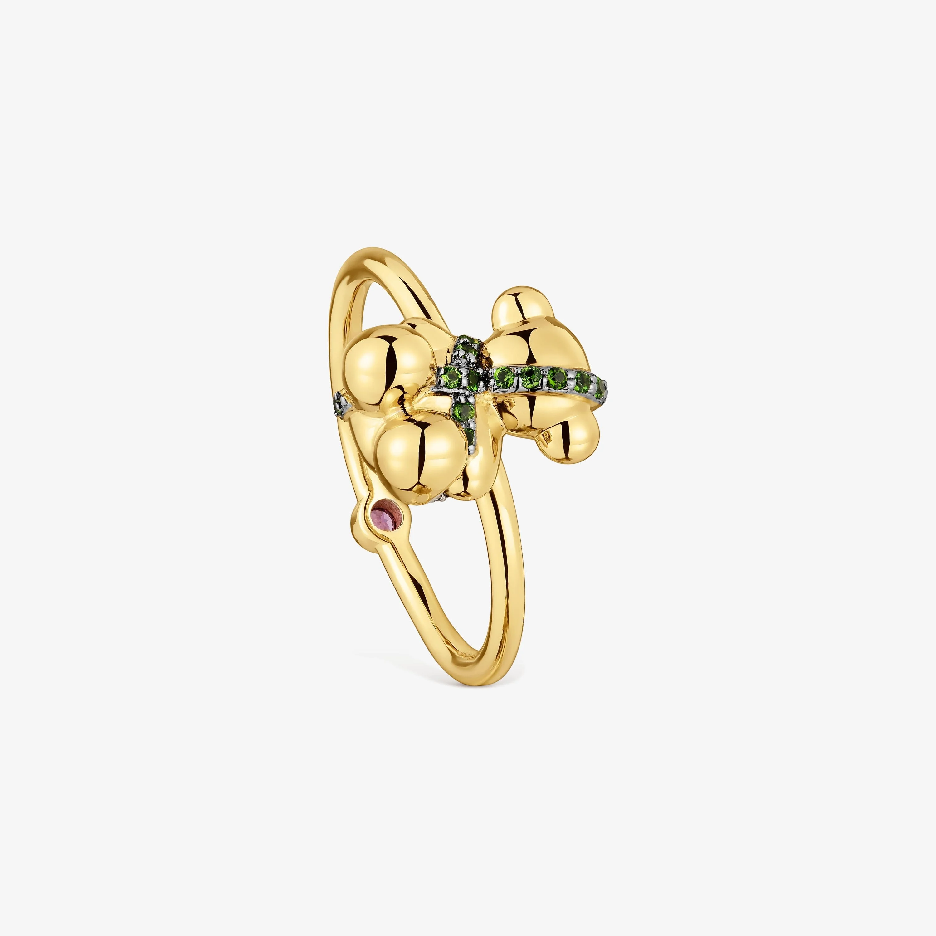 Medium 18K gold vermeil bear Ring with rhodolite Lligat - 1