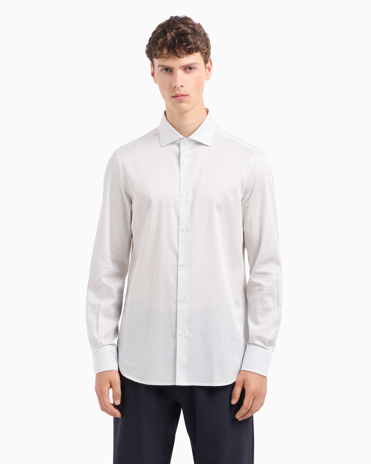 Cotton shirt with all-over logo print - 2